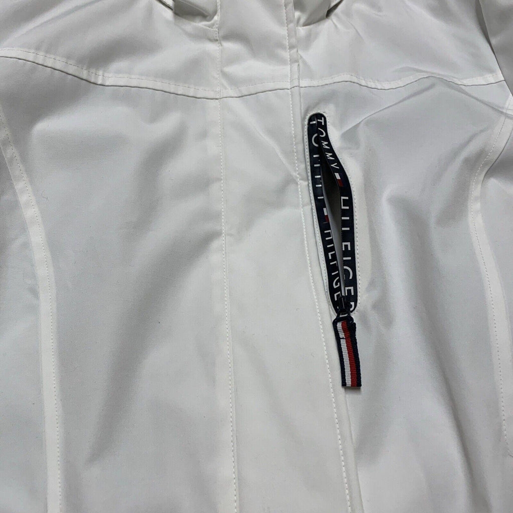 Tommy Hilfiger Women's M White Weather Hood Jacket Rain Coat