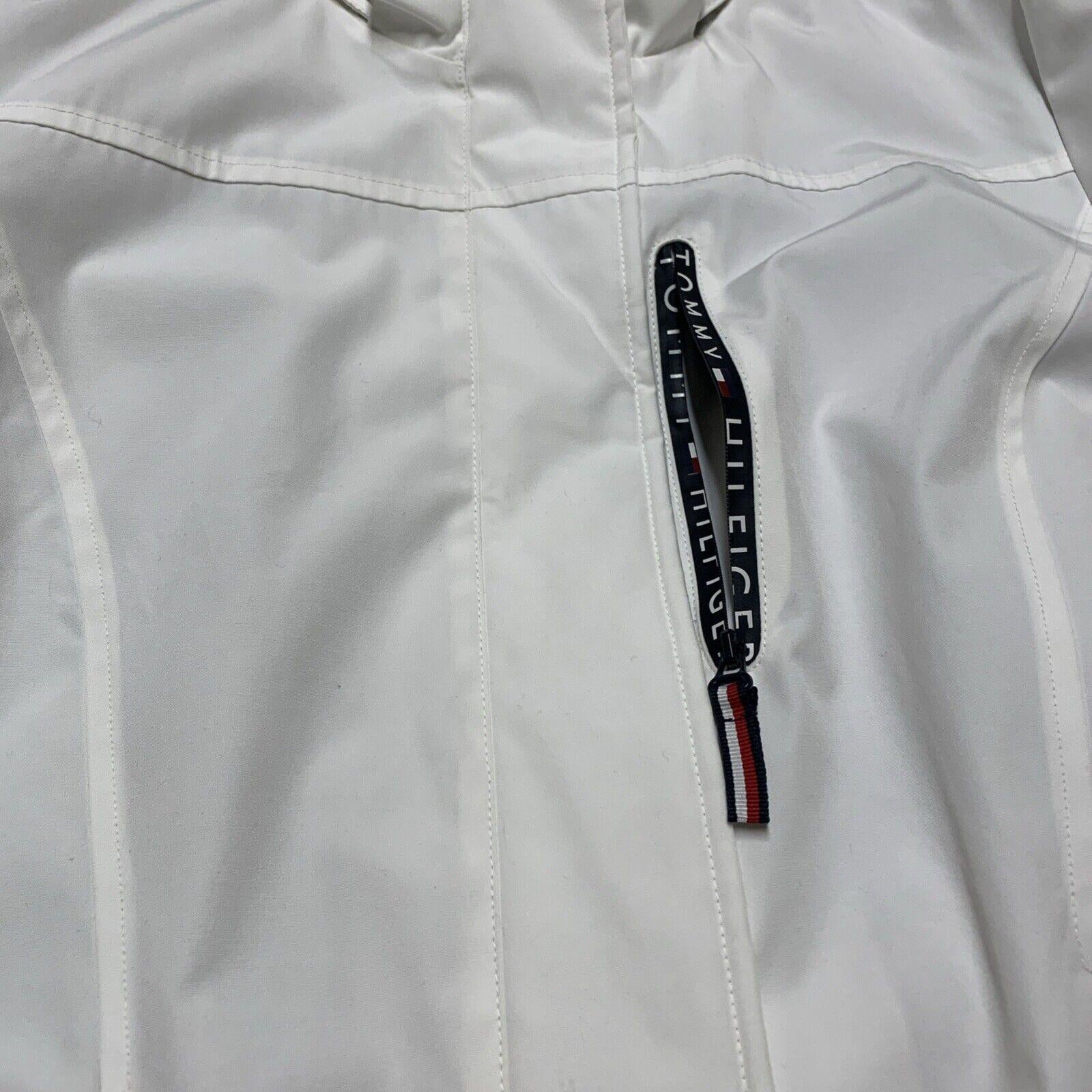 Tommy Hilfiger Women's M White Weather Hood Jacket Rain Coat