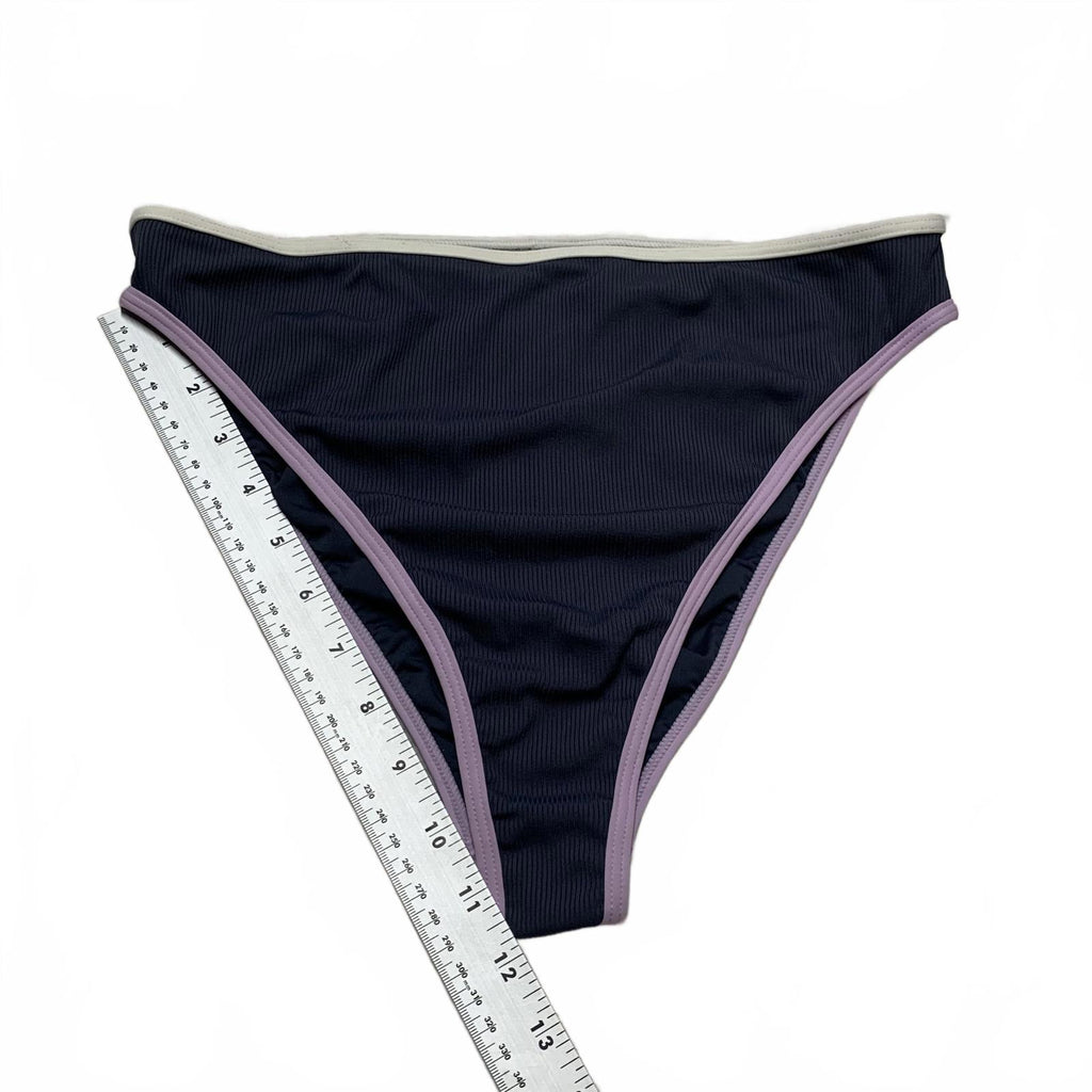 L*SPACE Women's Size XLarge Gray & Lilac Ribbed Bikini Bottoms