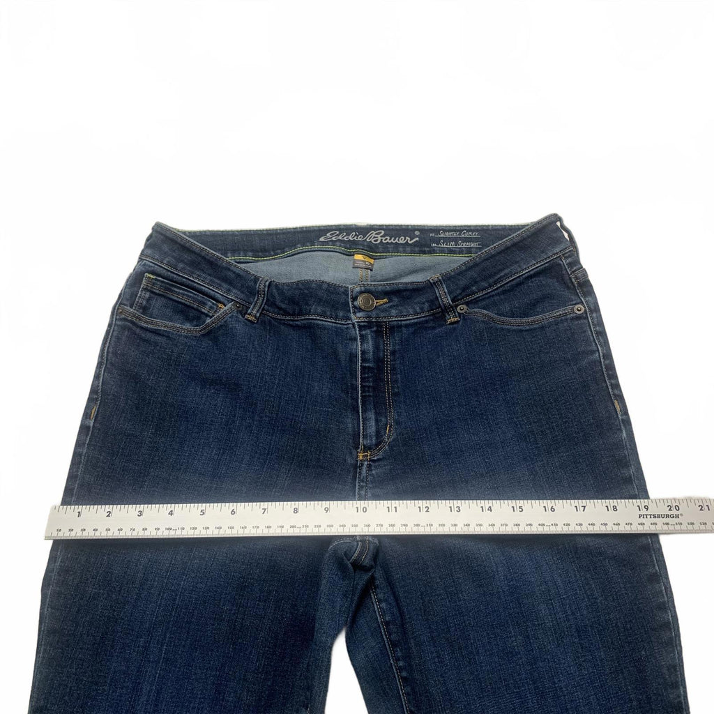 Eddie Bauer Womens Size 10 Dark Wash Blue Slim Straight Curvy Jeans W31 X 29.5L