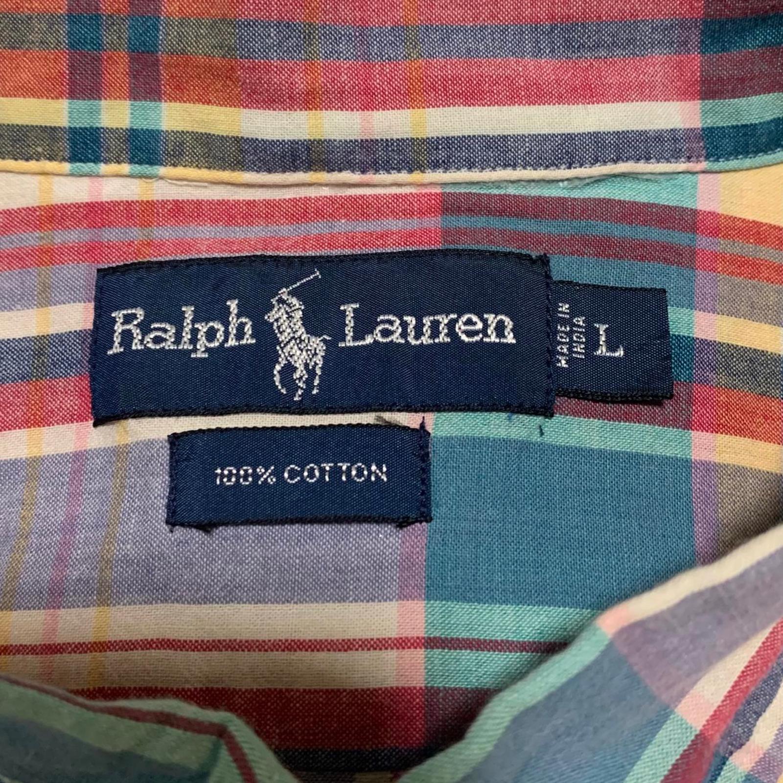 Ralph Lauren Pastel Plaid Short Sleeve Shirt L Cotton