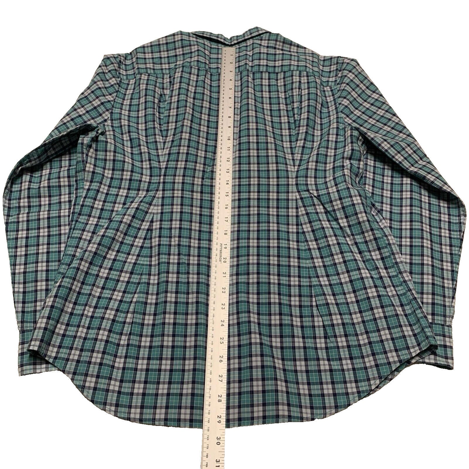 American Eagle Women’s Size Large Teal Blue Button up Shirt Plaid Long Sleeve