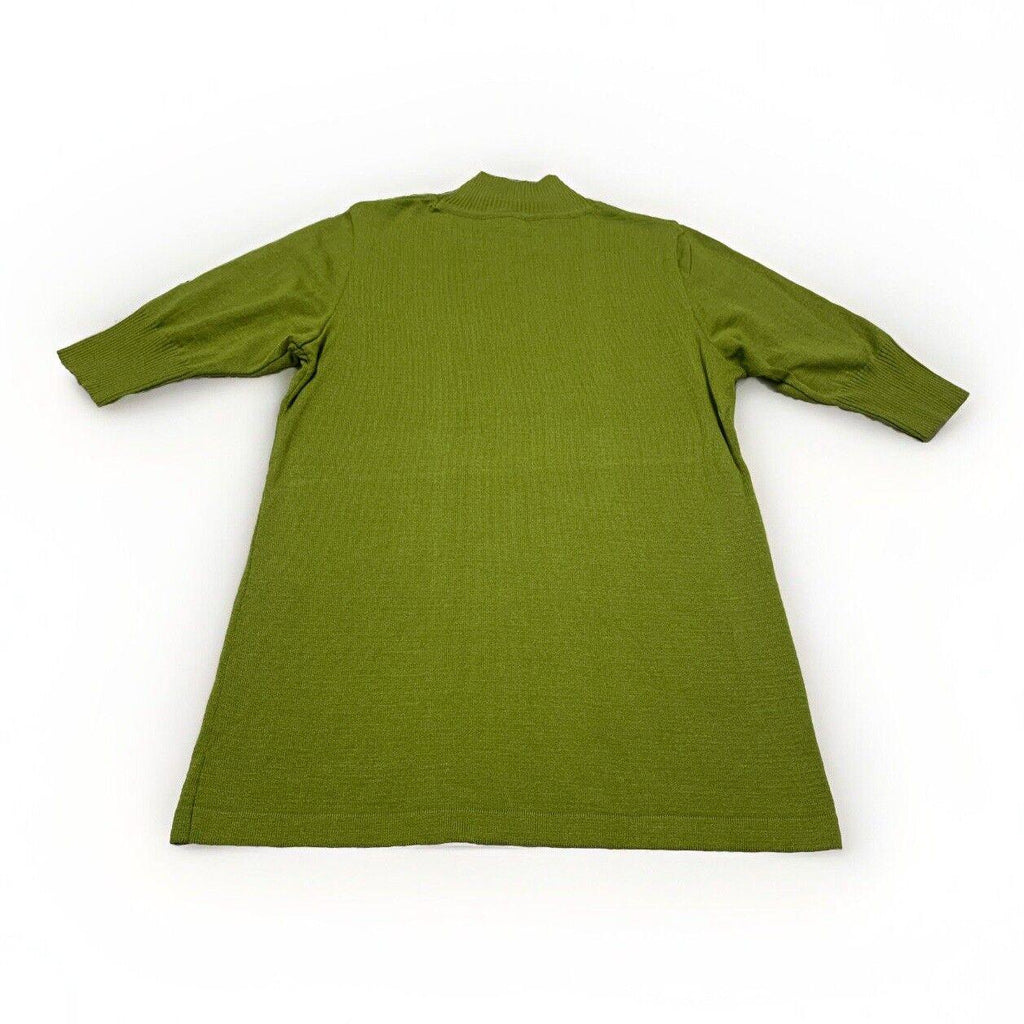 Of White Women’s Size 38 Lime Green  Half Sleeve Mock Neck Shirt Stretch Top