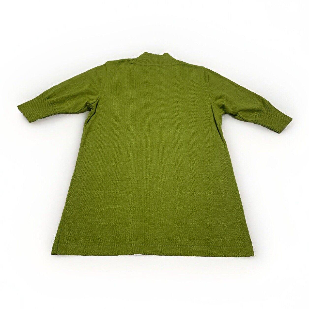 Of White Women’s Size 38 Lime Green  Half Sleeve Mock Neck Shirt Stretch Top