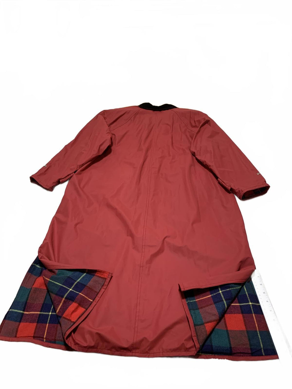 Vintage Misty Harbor Women's L Red Casual Rain Jacket Plaid Pattern PVC shell