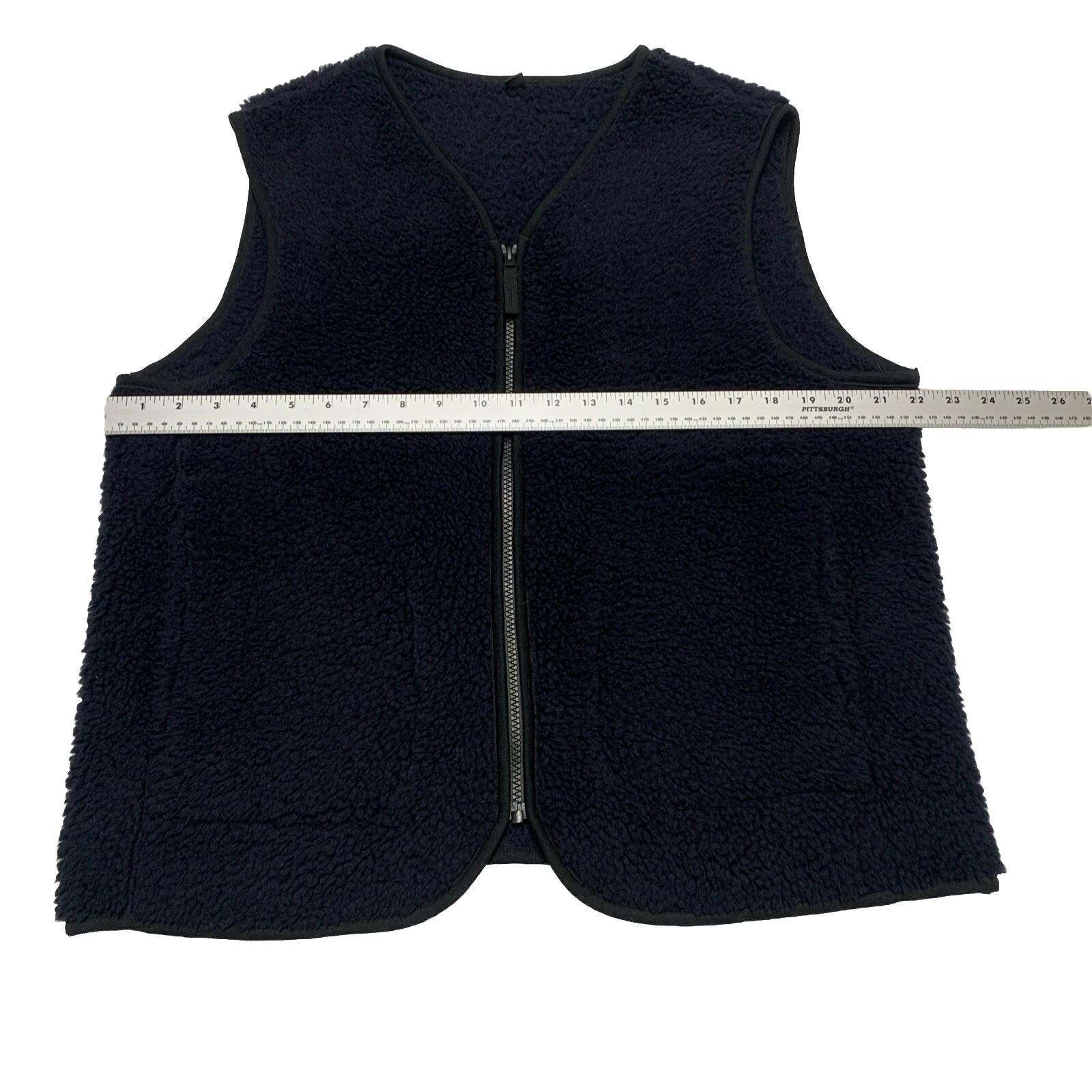 UNIQLO Women's Small Navy Vest V-Neck Full Zip Teddy Fleece Jacket Faux Sherpa