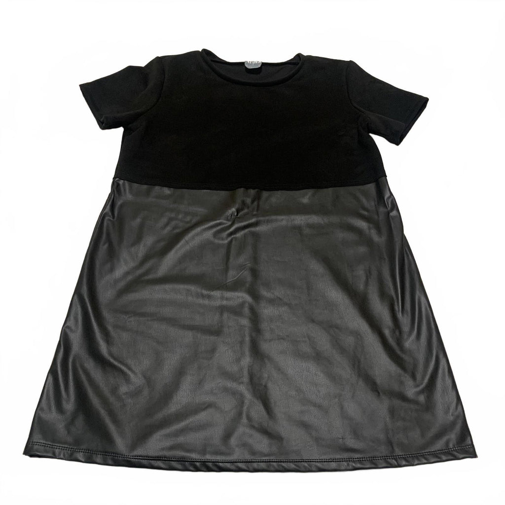Arula Women's Size 1X Short Sleeve Casual Dress Faux Leather Skirt USA