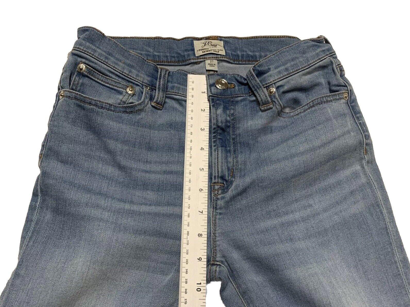 J. Crew Women's Jeans Size 27 Blue Light Wash Denim Skinny Crop Distress Raw Hem