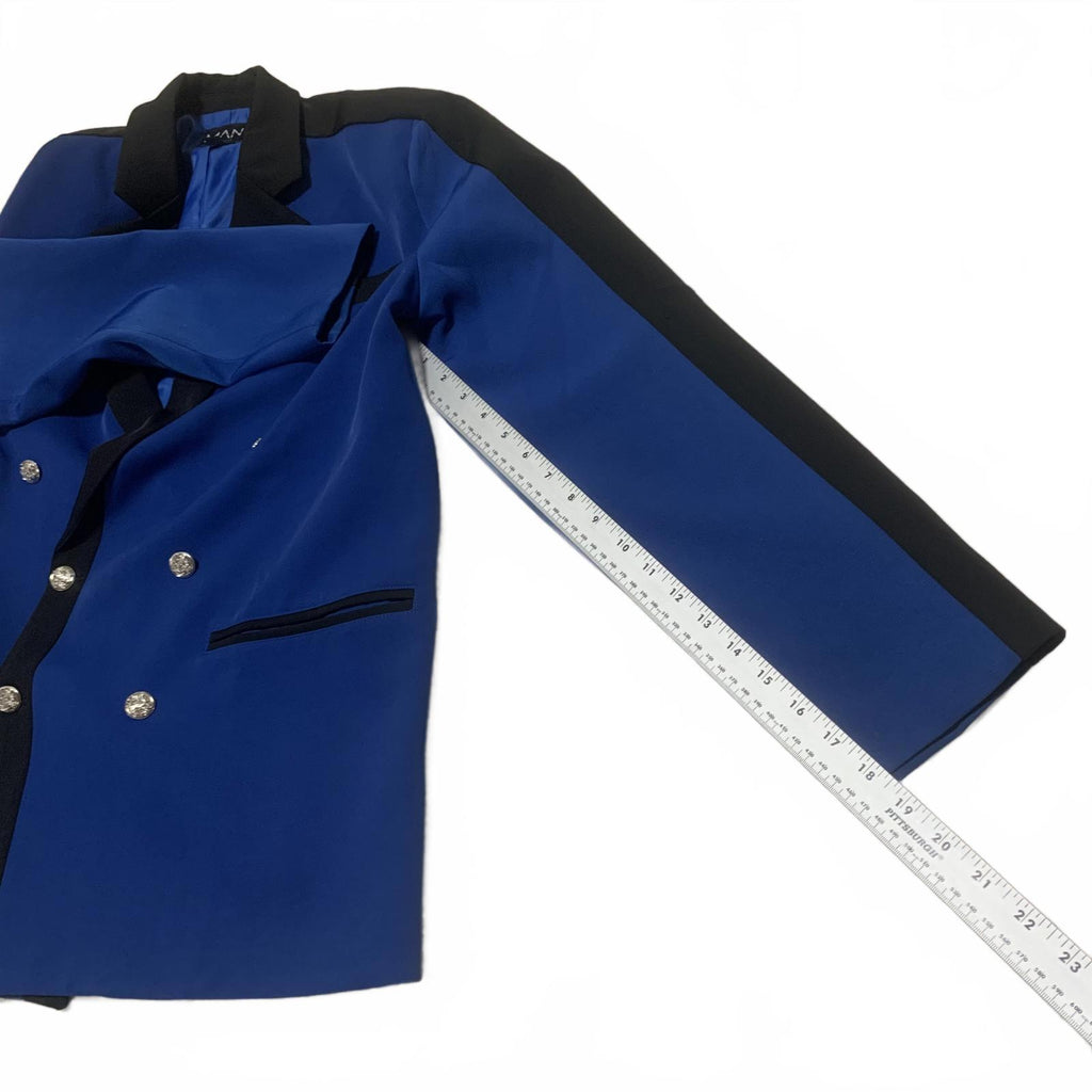 Blazer cruzado azul rey con botones plateados para hombre boohooMan talla 38