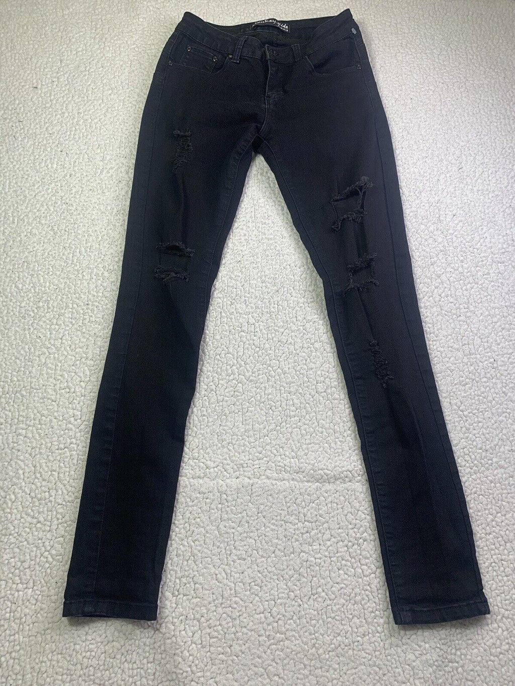 Monkey Ride Jeans Juniors Sz 3/29 Black Skinny  Distressed