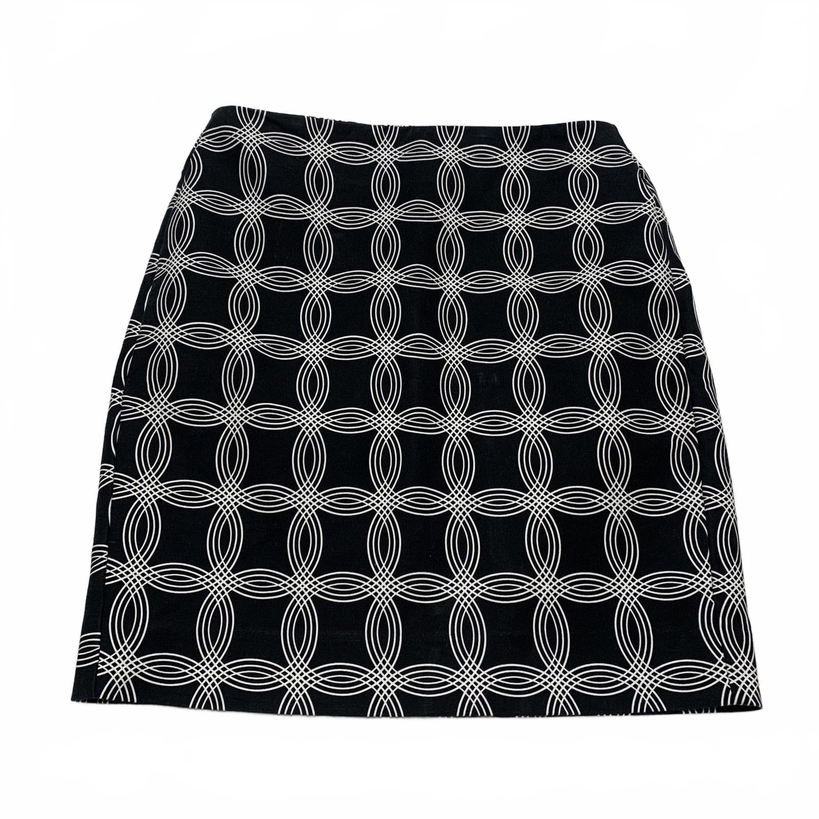 Banana Republic Womens Size 0 Black White Geometric Pattern Mini Skirt W26