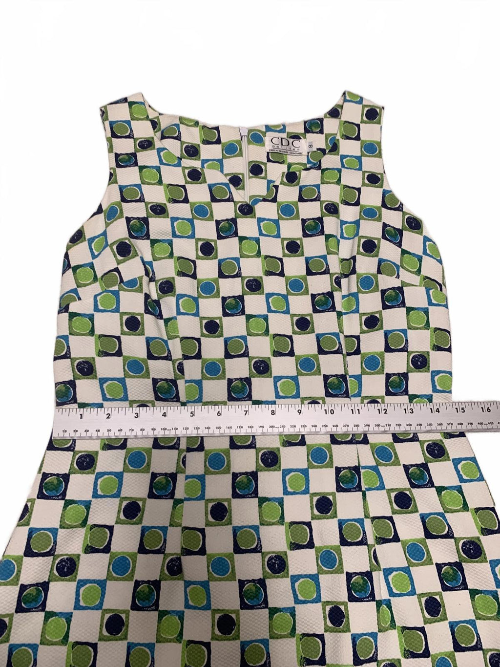 CDC Petites Geometric  Sleeveless Sz 8P A-Line Dress Summer- Ready Made in USA