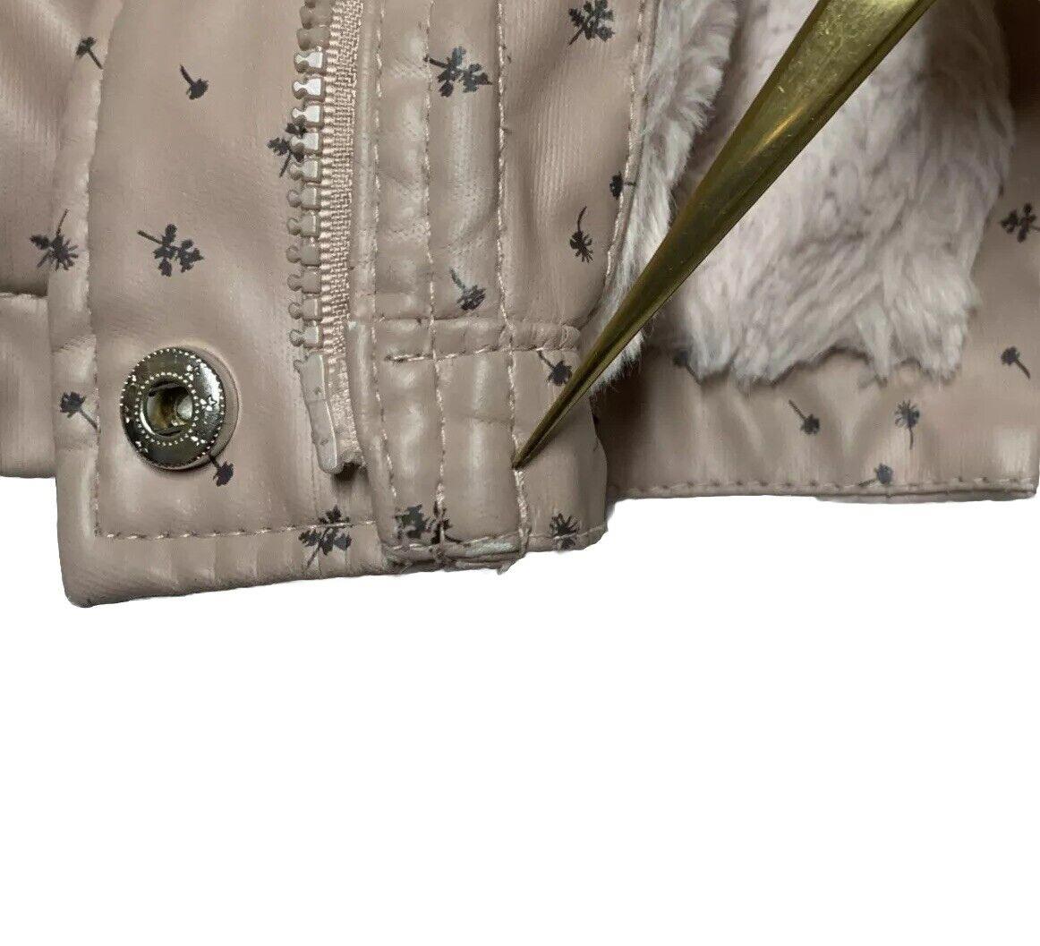 Zara Baby Girl Size 3-4 Years Pink Floral Print Fleece Lined Raincoat HoodJacket