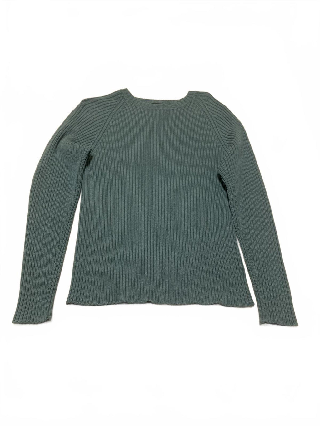 VTG 90s Lands’ End Sweater Men’s M 38 40 Green Ribbed Knit Crewneck Made in USA