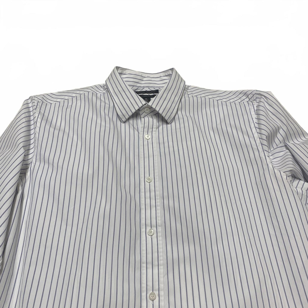 Banana Republic Men's Size XL Slim Fit White Blue Striped Button-Up Shirt
