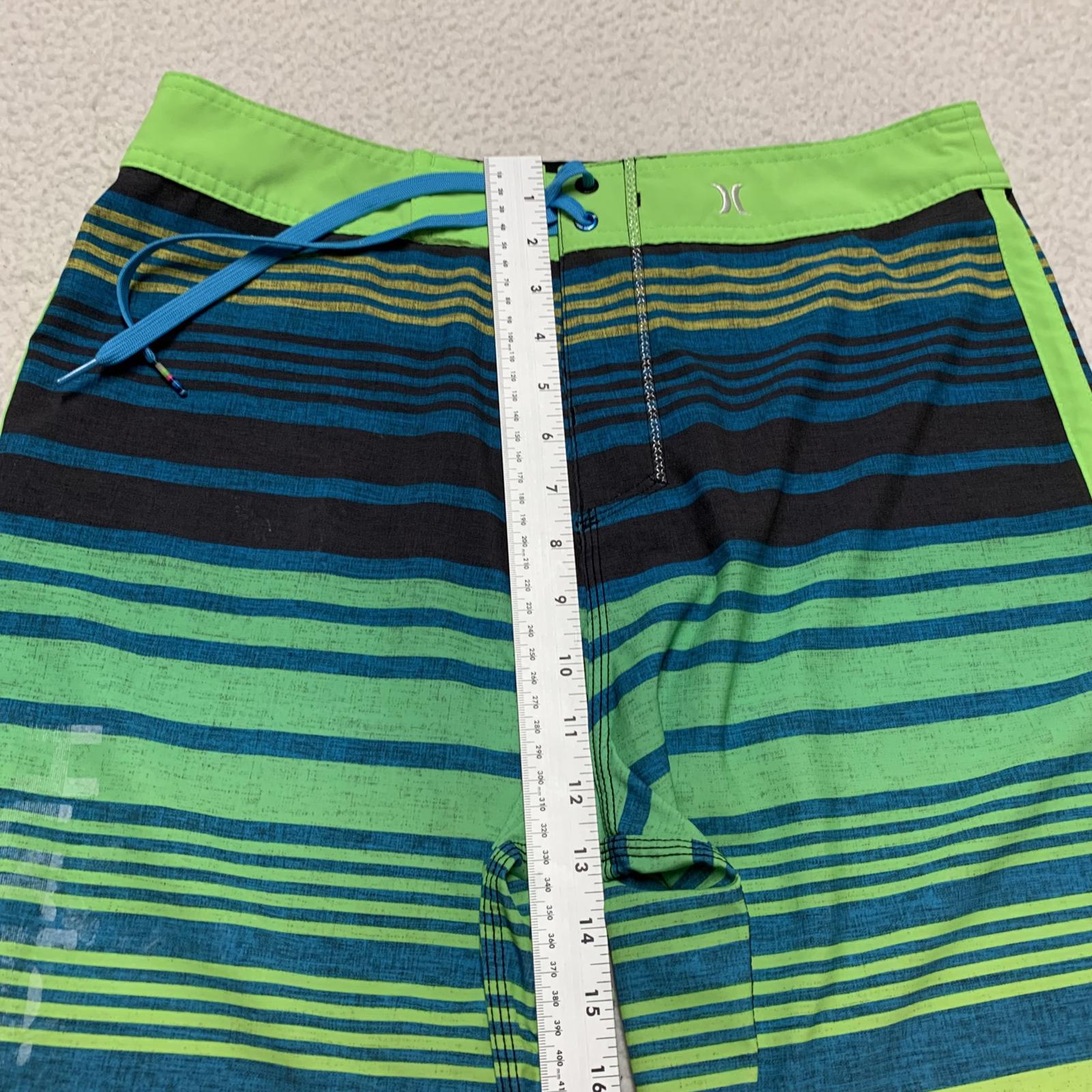 Hurley Men's Sz 32 Striped Blue Green Surf Board Shorts W33