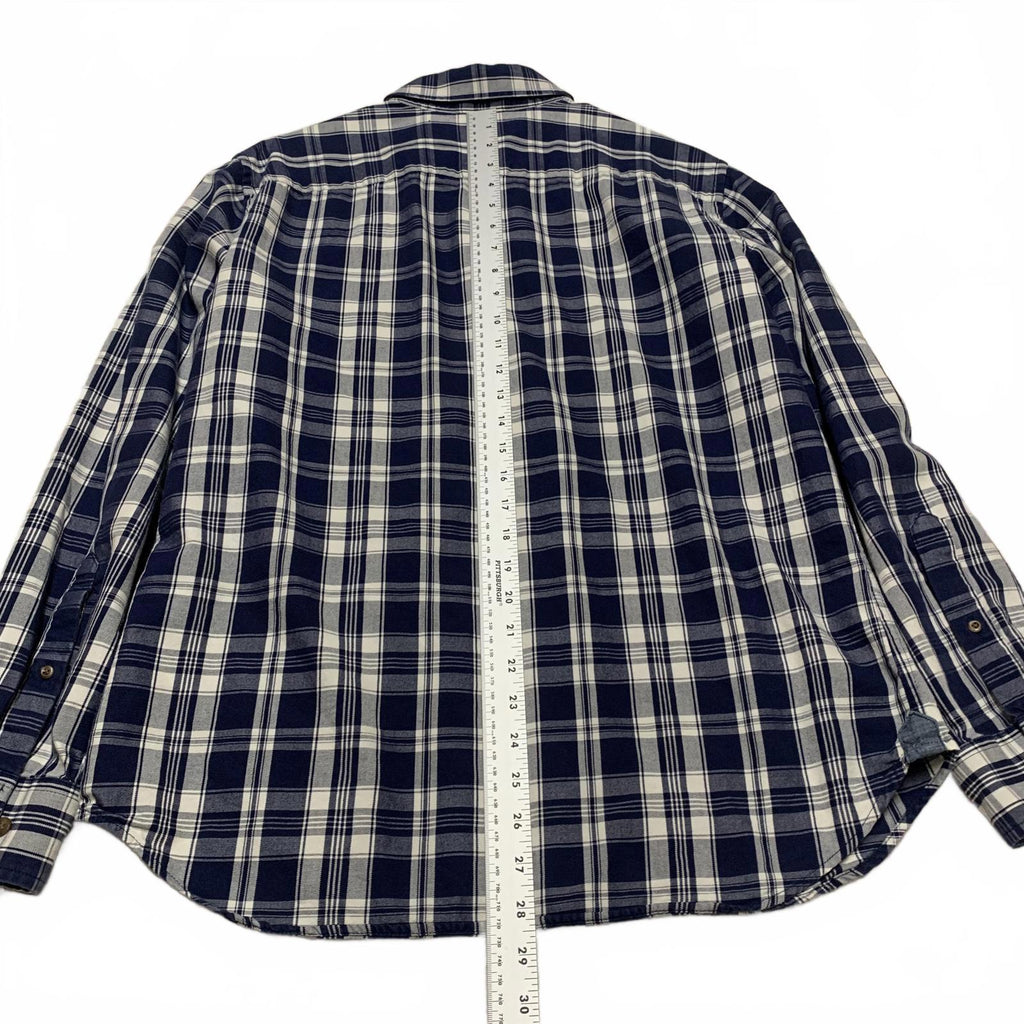 Banana Republic Men’s Size Large Navy Plaid Button-Up Shirt Slim Fit