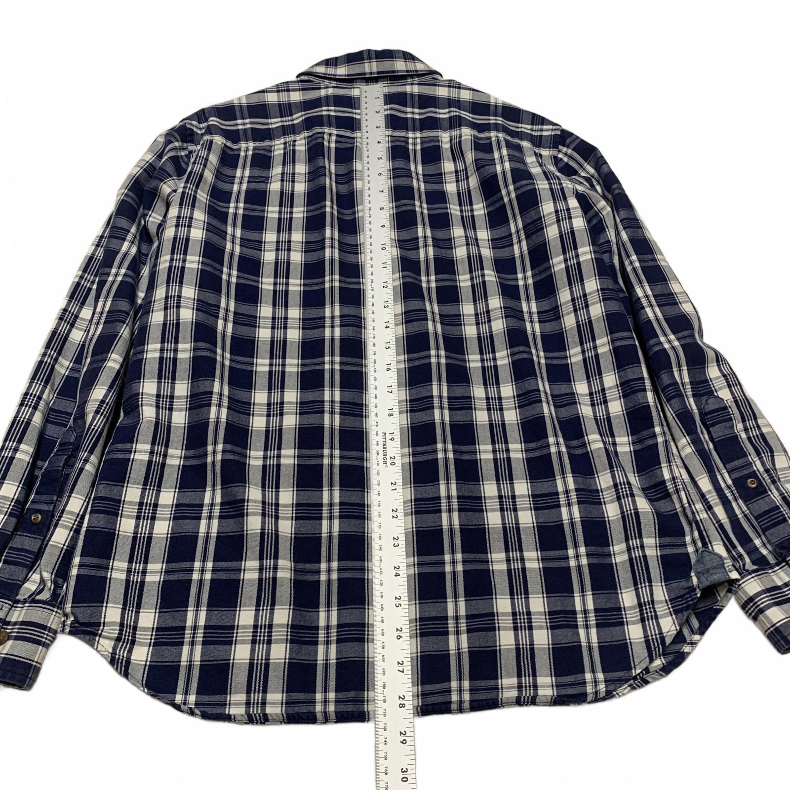 Banana Republic Men’s Size Large Navy Plaid Button-Up Shirt Slim Fit