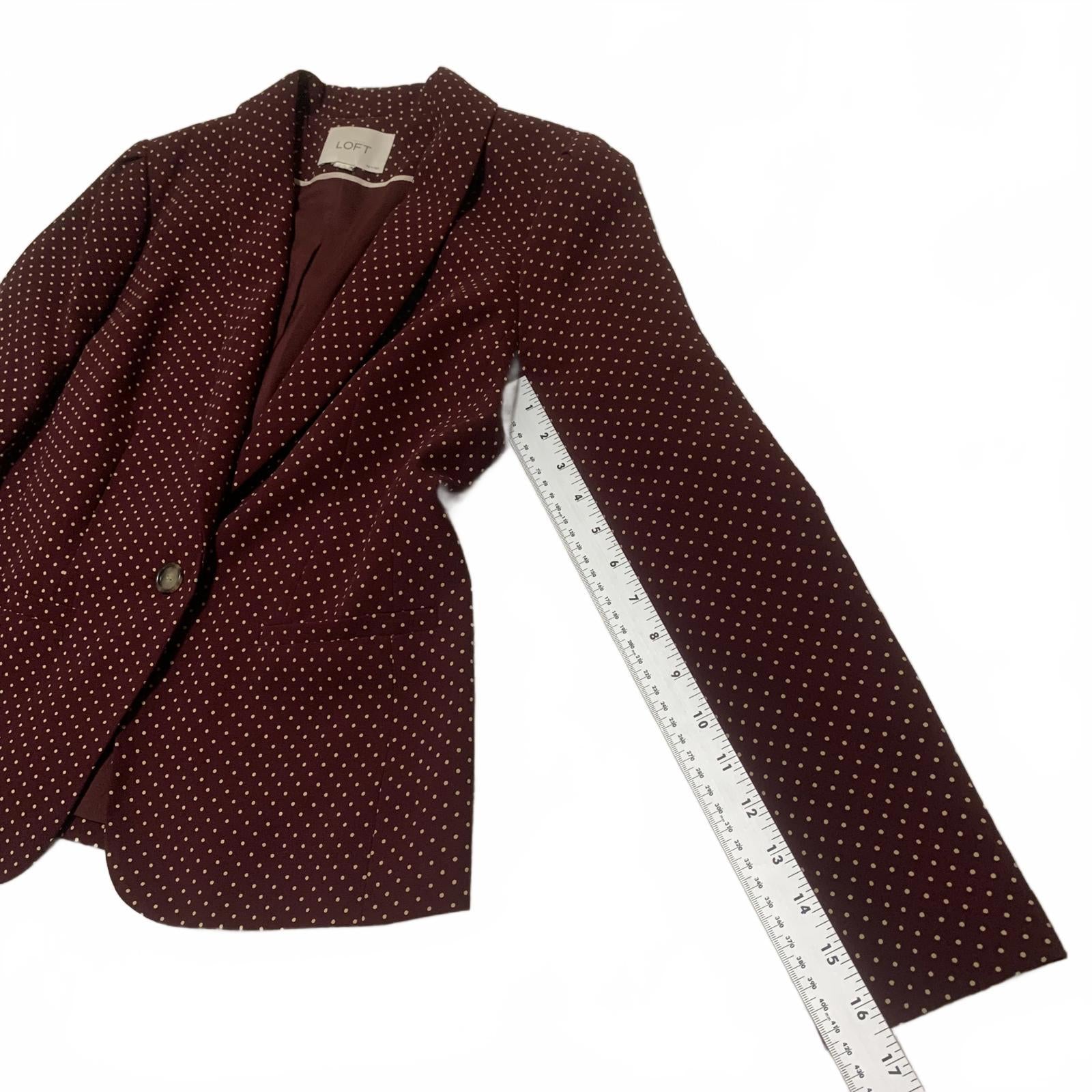 Women's Burgundy Polka Dot Blazer | LOFT Ann Taylor Petite Size S | Professional Work Jacket