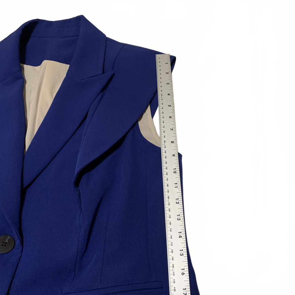 Tailored Women's Sleeveless Lined Royal Blue Blazer Jacket