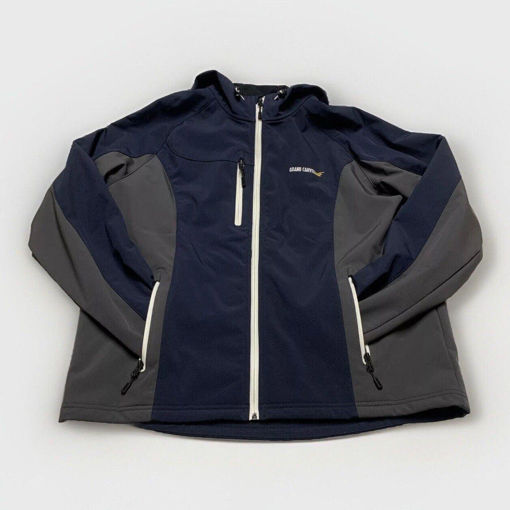 Landway Men's Medium Navy/Gray Hood Soft Shell Full-Zip Fleece Lined Golf Jacket