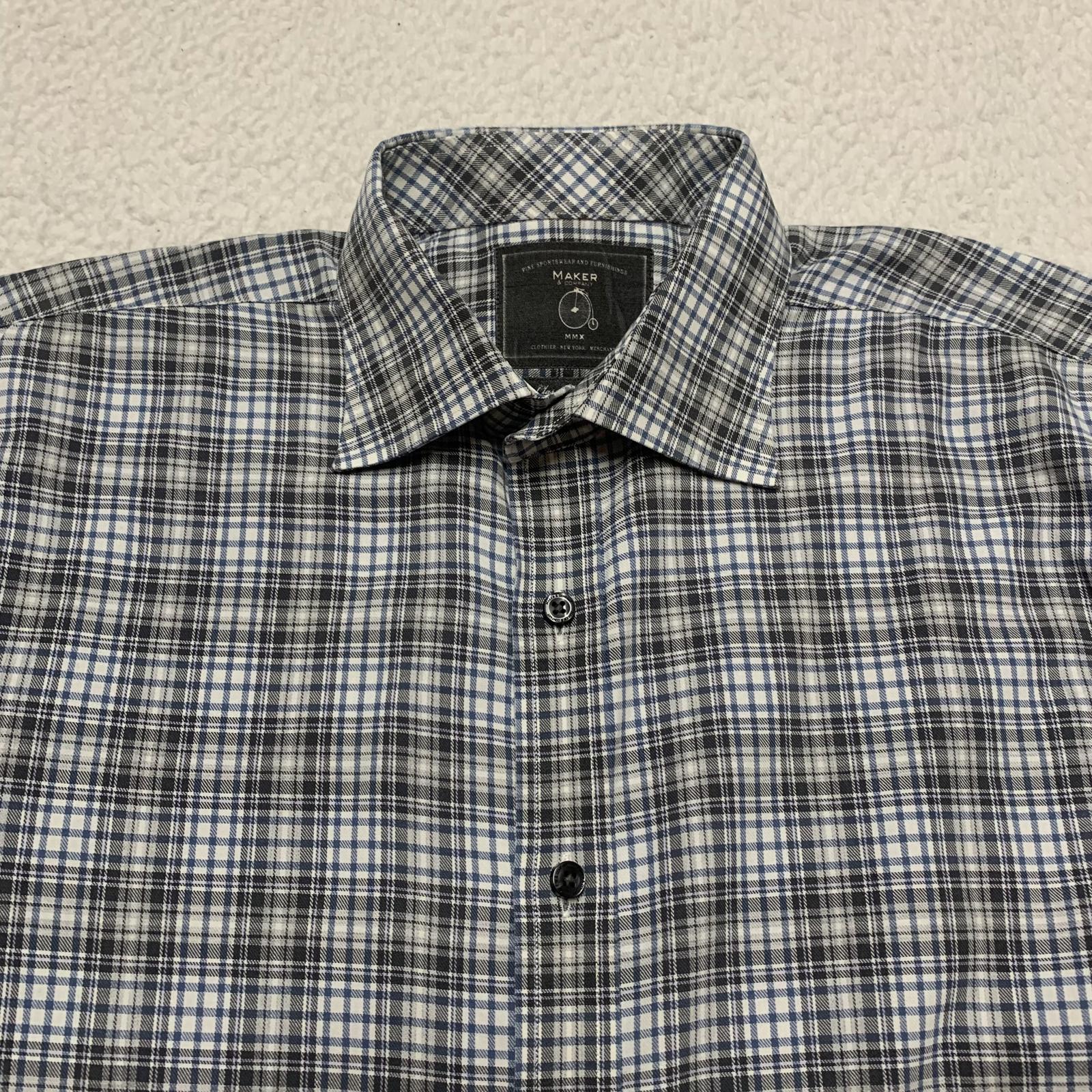 Maker Company Mens Size Large Black Gray Classic Plaid Shirt