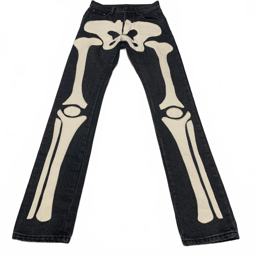 MNML Mens Sz 28 Black Skull Graphic Jeans