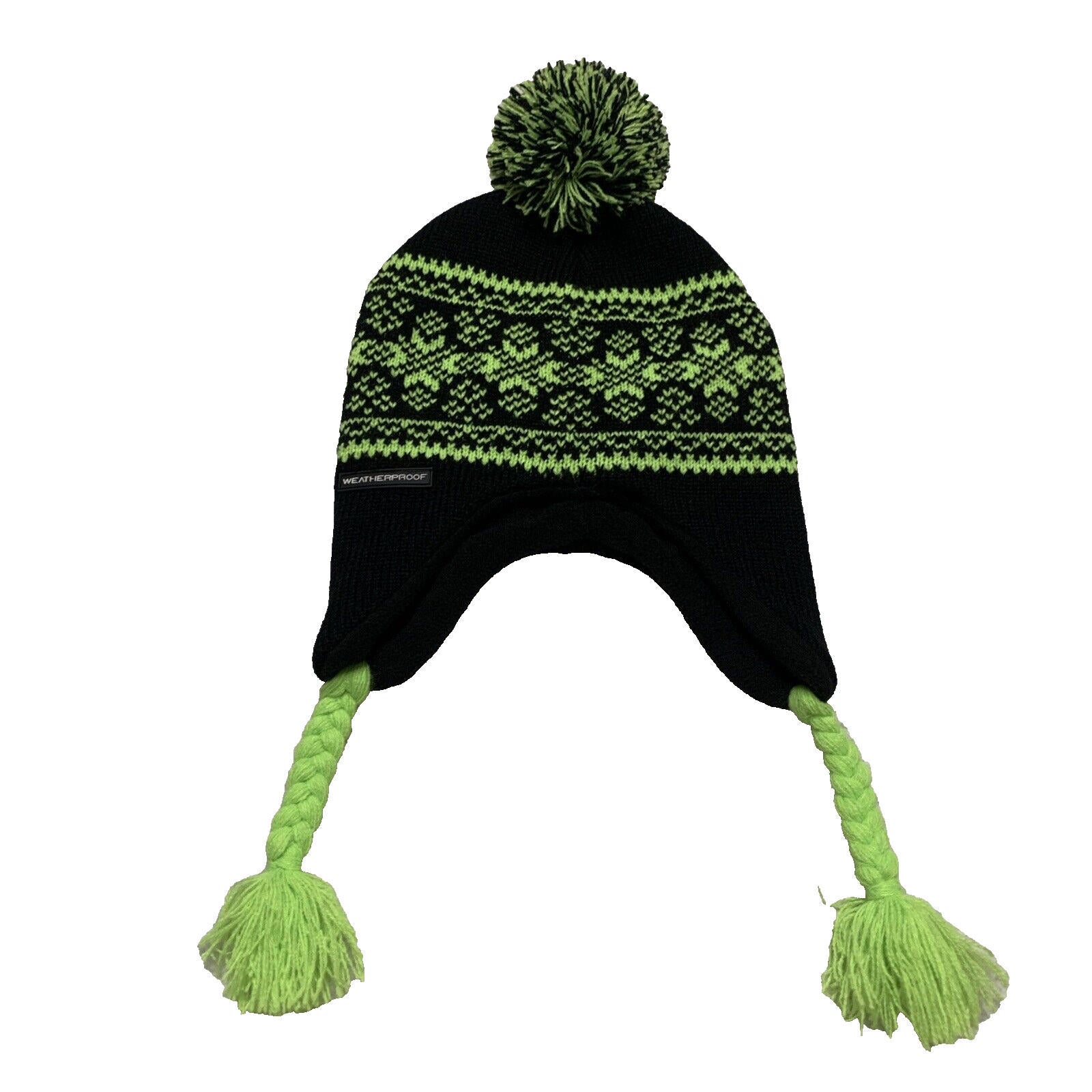 Weatherproof Youth One Size (8/20) Beanie Pom Pom Hat Braided Ear Flaps