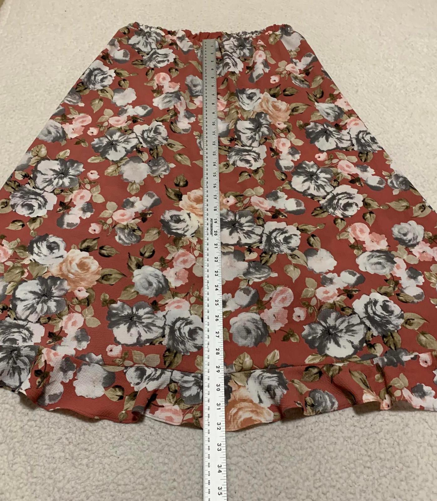 Green Envelope Los Angeles Women's Size L Floral Ruffle Hem Skirt Made USA