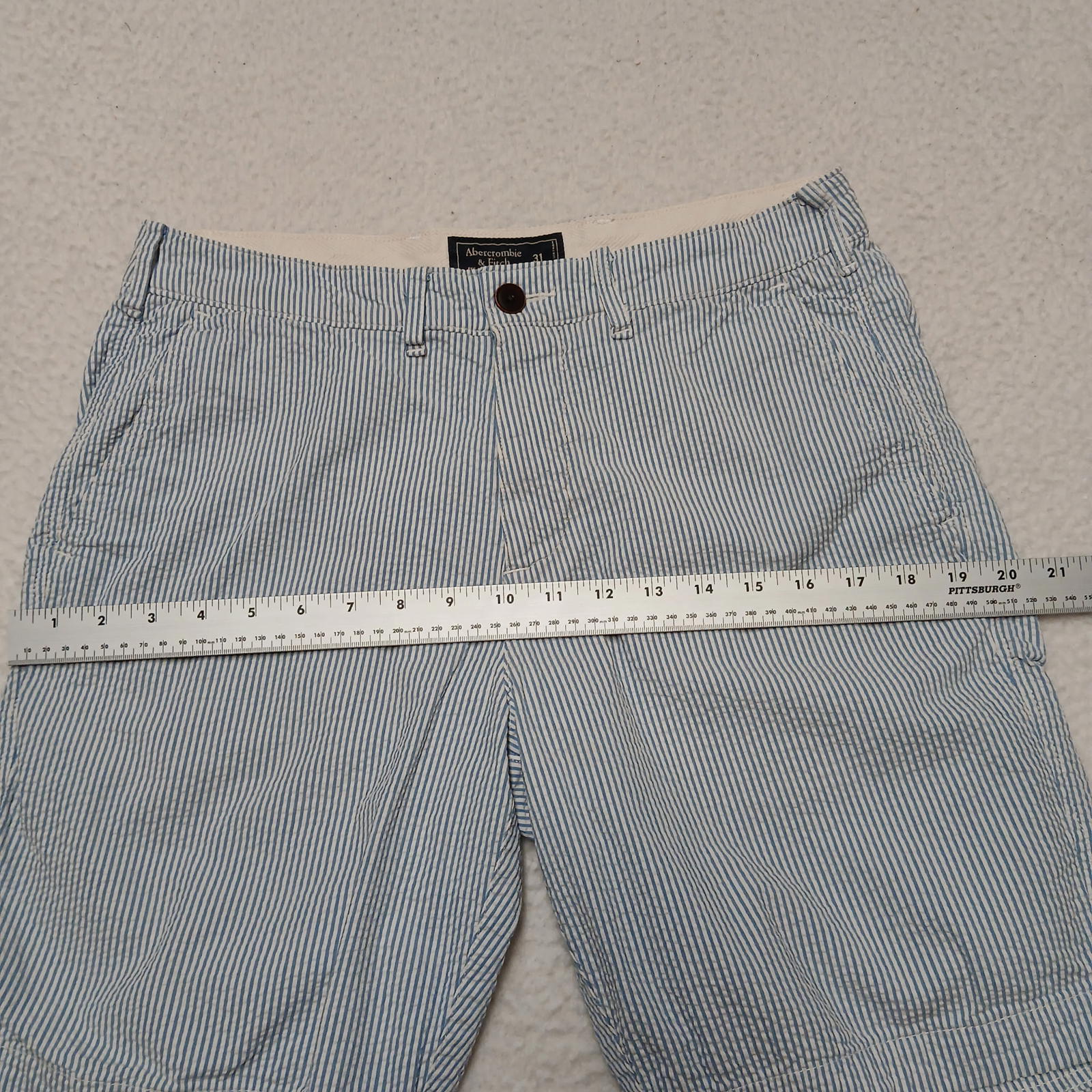 Abercrombie & Fitch Men's Sz 31 Blue White Striped Chino Shorts Nautical W30.5