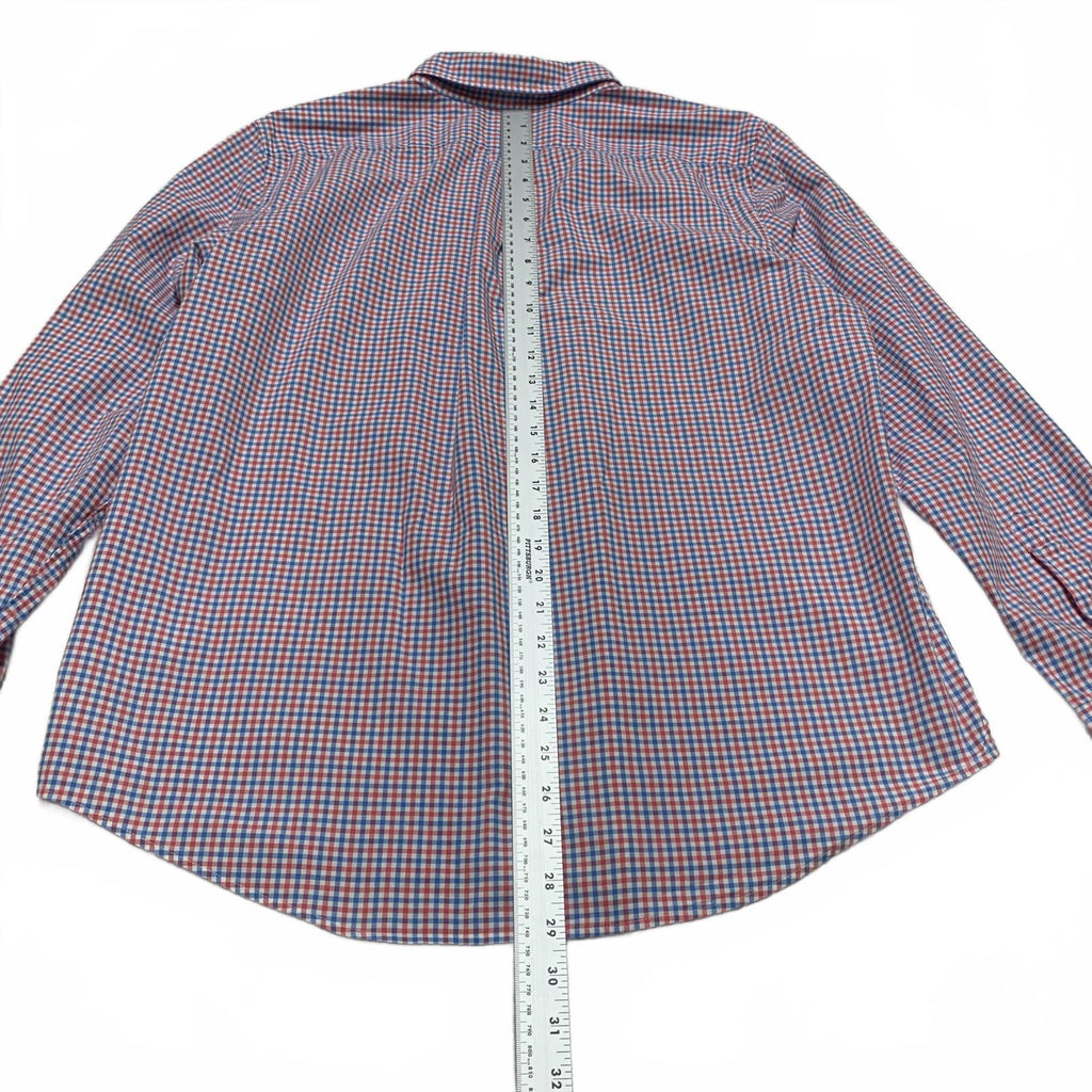 Vineyard Vines Men’s Large Red Blue Check Slim Fit Murray Button Shirt
