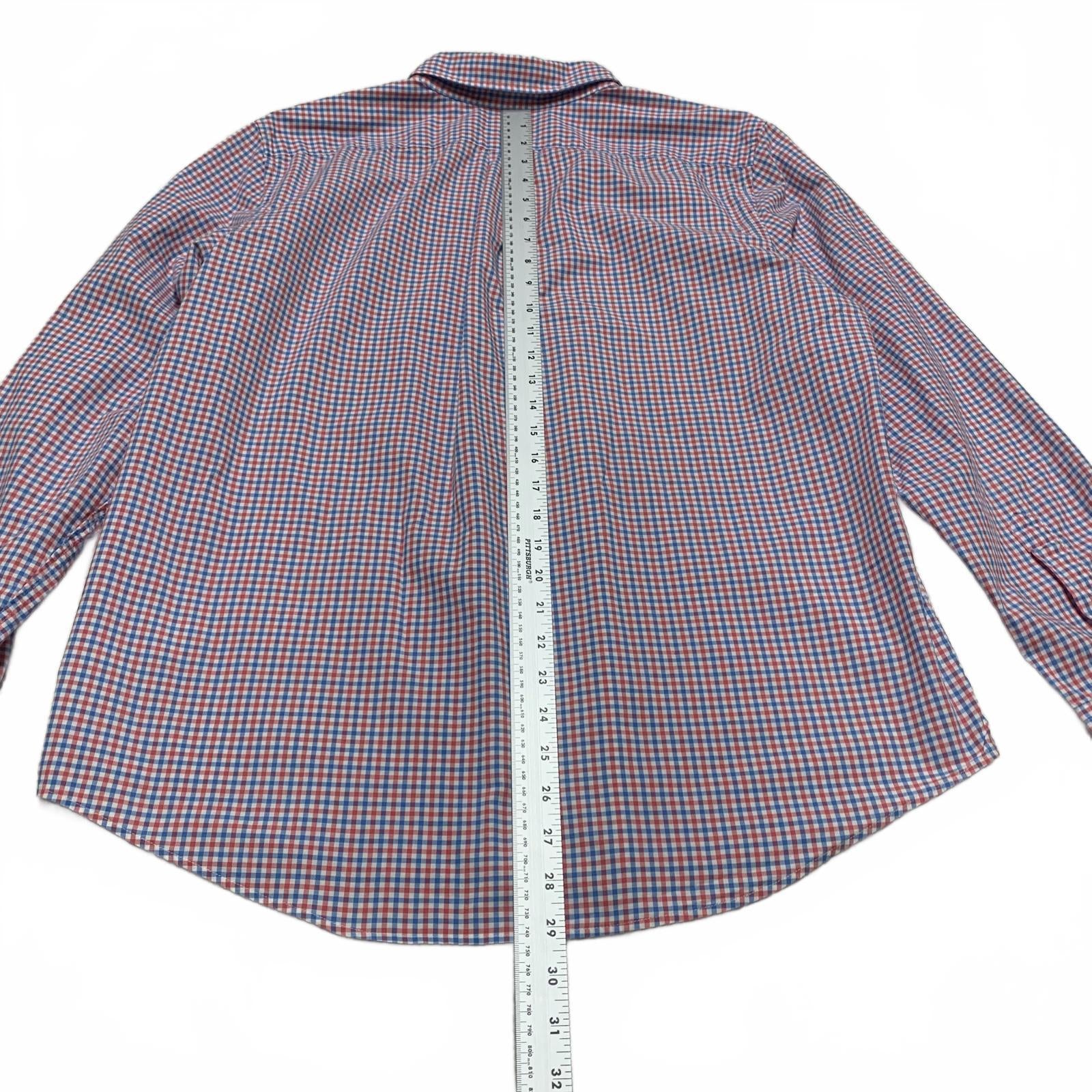 Vineyard Vines Men’s Large Red Blue Check Slim Fit Murray Button Shirt