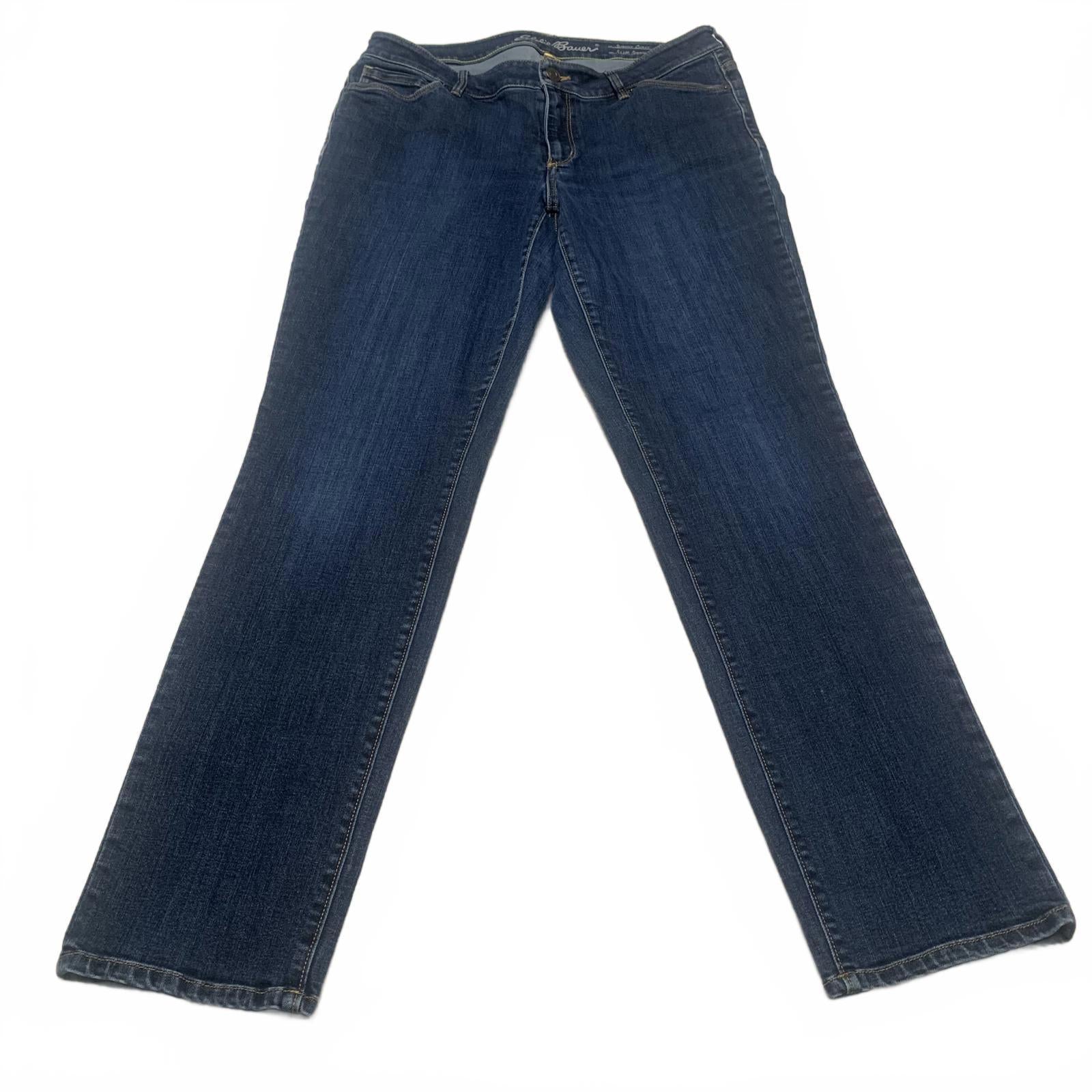 Eddie Bauer Womens Size 10 Dark Wash Blue Slim Straight Curvy Jeans W31 X 29.5L