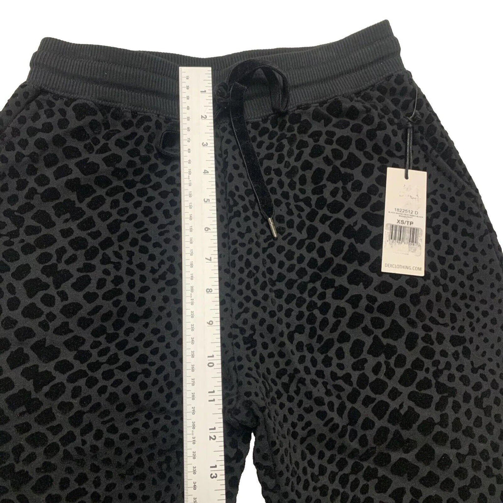 Dex Clothing Women X Small Black Leggings Jogger Pants Snake Animal Velour Print