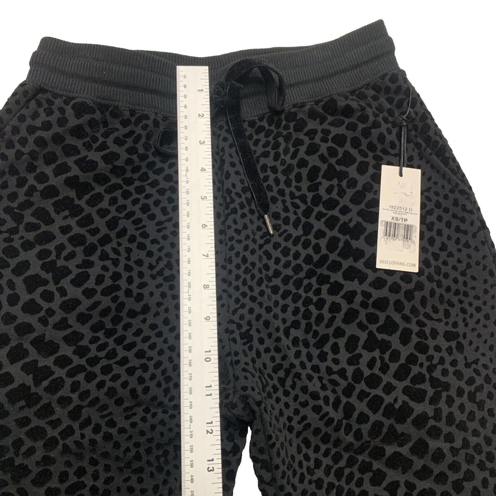 Dex Clothing Women X Small Black Leggings Jogger Pants Snake Animal Velour Print