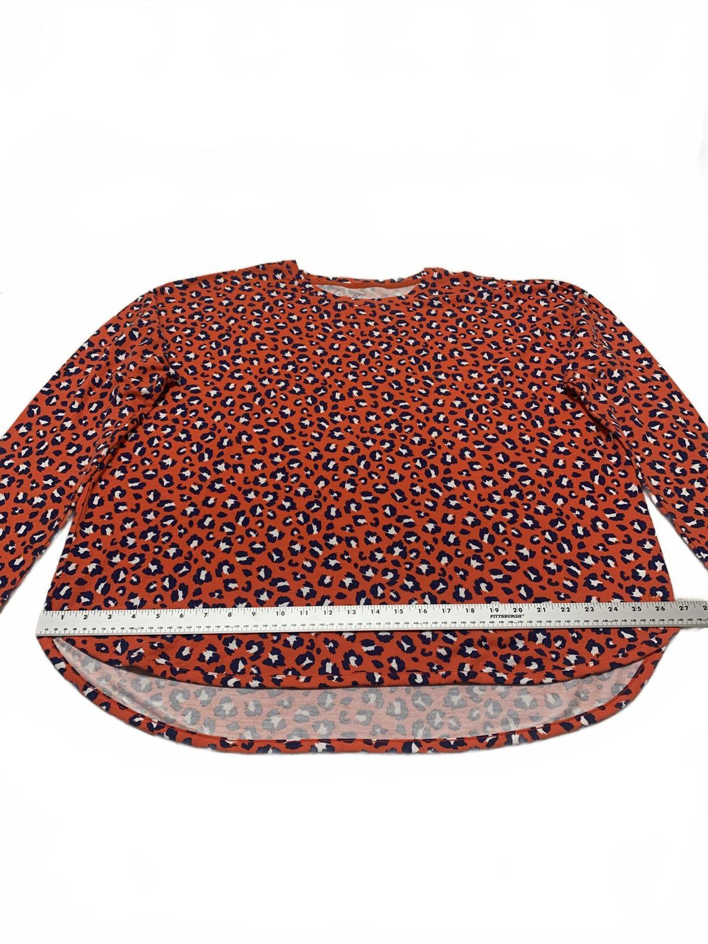 Cabana by Crown & Ivy Women's a size XL Red Blue Long Sleeve Leopard Print Top