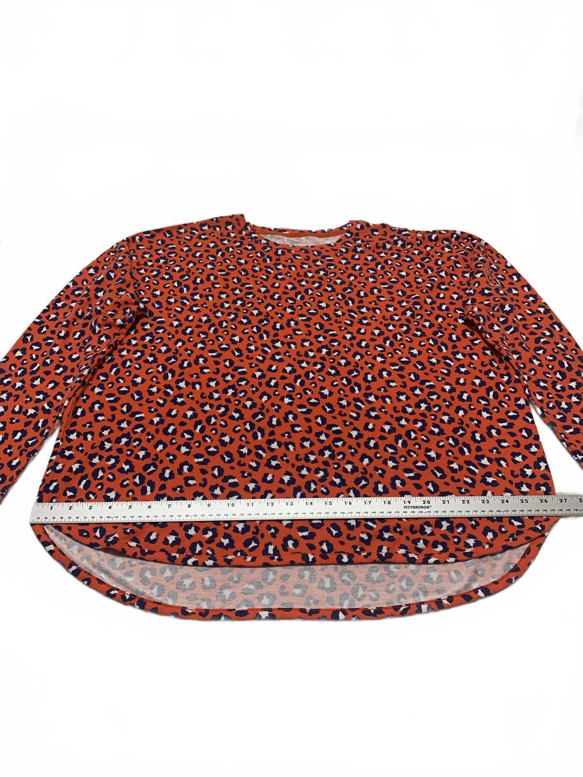 Cabana by Crown & Ivy Women's a size XL Red Blue Long Sleeve Leopard Print Top