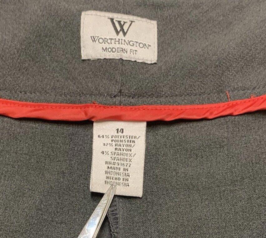 Worthington Women’s  Size 14 Wide Leg Pants  Modern Fit Slacks Trousers Gray