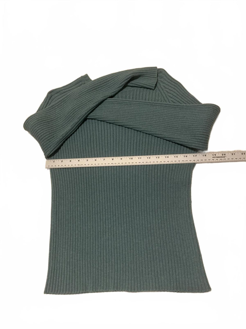 VTG 90s Lands’ End Sweater Men’s M 38 40 Green Ribbed Knit Crewneck Made in USA