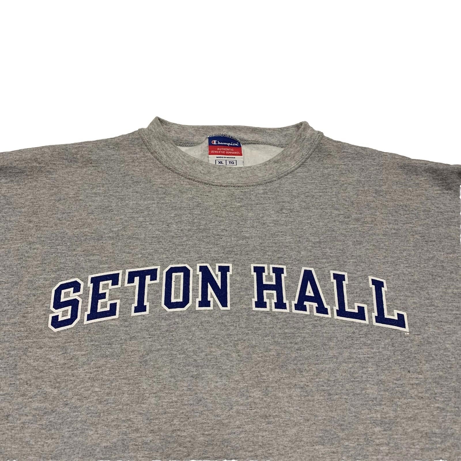 Champion Authentic Unisex Sweatshirt XL Gray Seton Hall University Crewneck