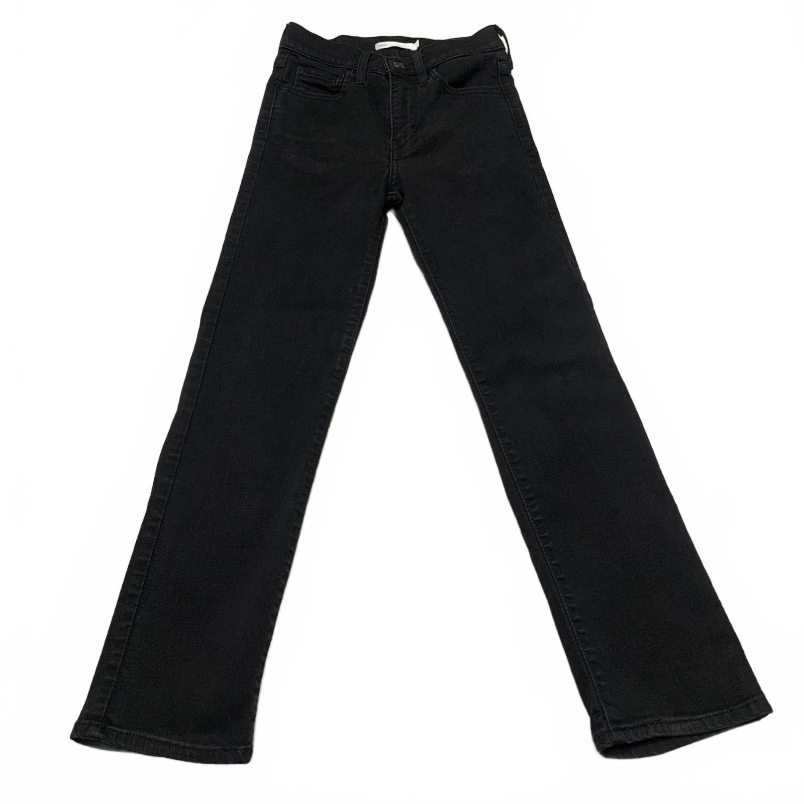 Levi's 724 Women's Size 24 Black High Rise Straight Crop Leg Jeans 23.5x 24L