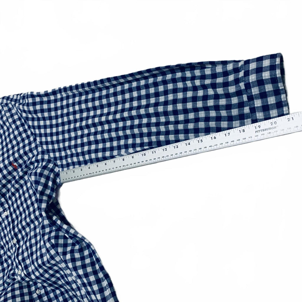 Ralph Lauren Men's Shirt Size L  Blue White Checkered Casual Button Long Sleeve