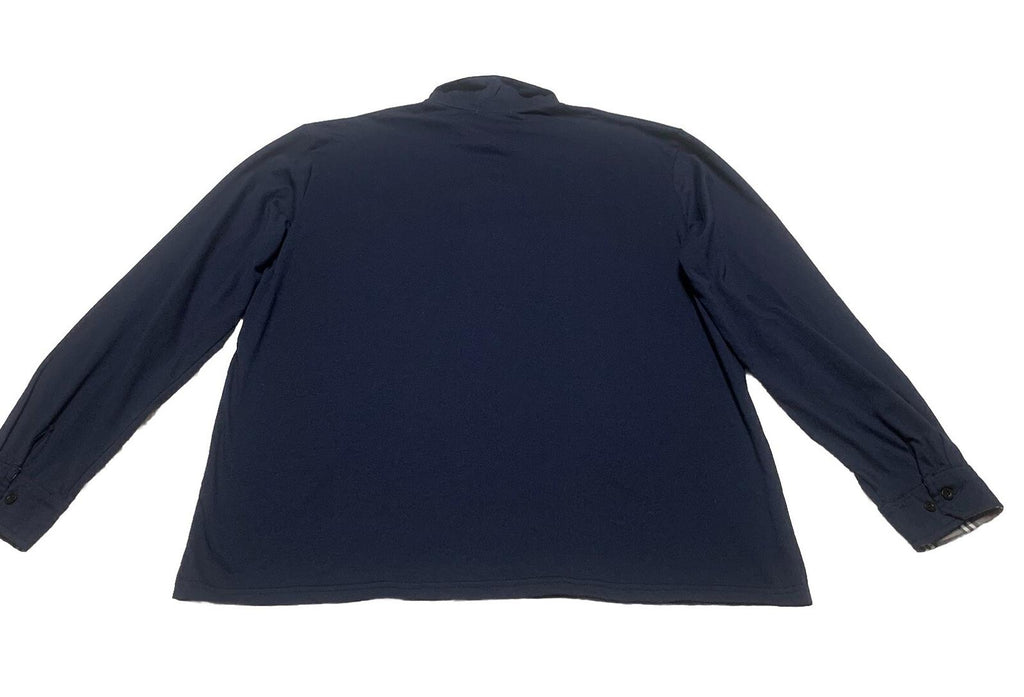 Coofandy  Men's  XXL Navy Blue Long Sleeve Polo Plaid Collar Pocket