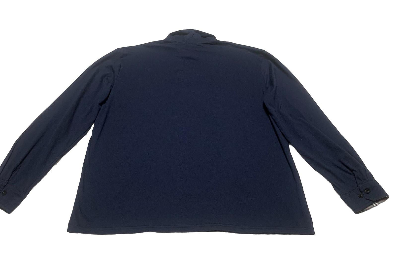 Coofandy  Men's  XXL Navy Blue Long Sleeve Polo Plaid Collar Pocket