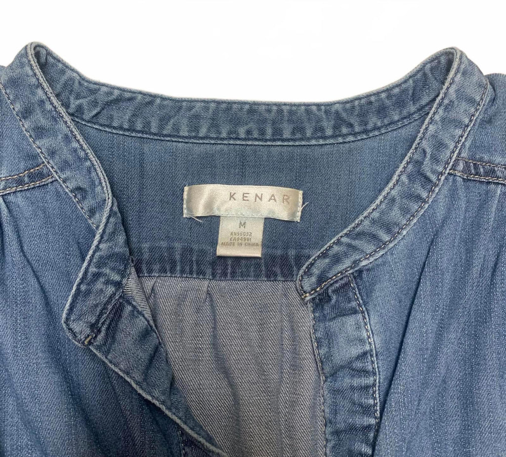 Kenar Women's Medium light Blue Soft Denim Casual Button Down Shirt