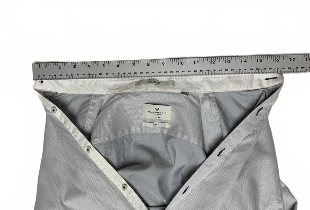 Blackberrys Mens Size L/40 Blue Gray Slim Fit Dress Shirt 2 Ply Ultra