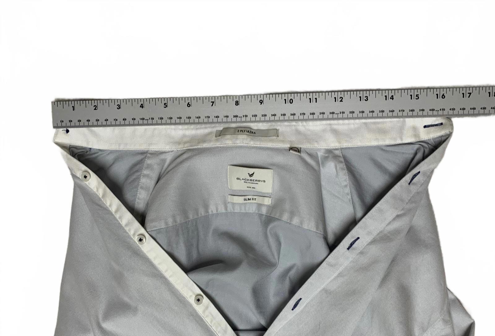 Blackberrys Mens Size L/40 Blue Gray Slim Fit Dress Shirt 2 Ply Ultra