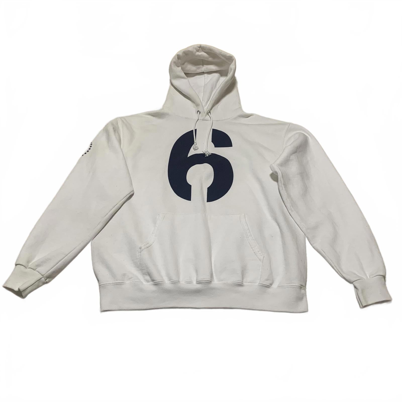 Champion Eco Authentic L White Hoodie Number 6 Print