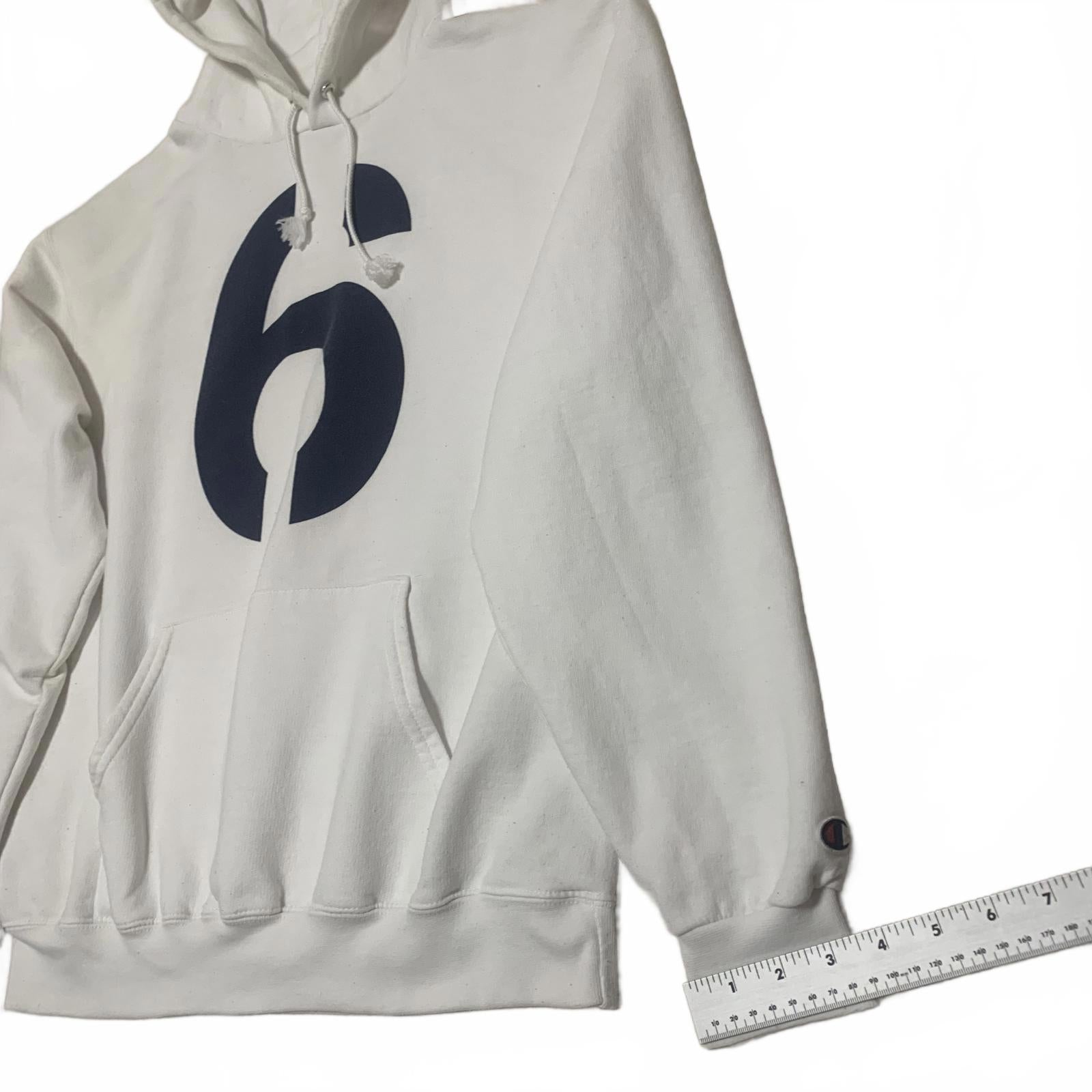 Champion Eco Authentic L White Hoodie Number 6 Print
