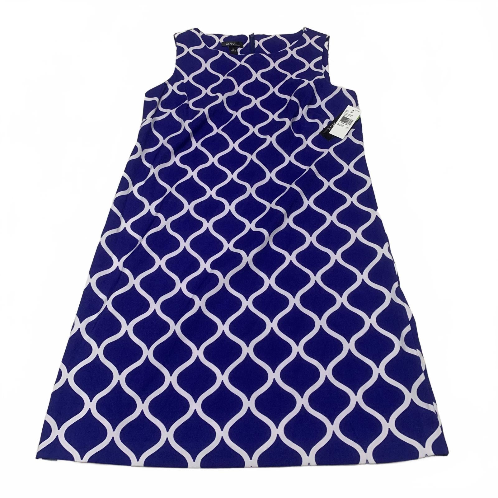 ALYX dress Women's Size 10 Royal Blue White Patterned Sleeveless Dress